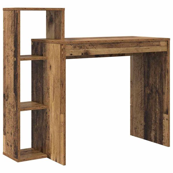 vidaXL Desk with Shelf Old wood 39.4" x 15.7" x 35.4" Engineered wood