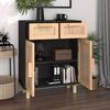 vidaXL Sideboard Black Engineered wood, solid pine, natural rattan