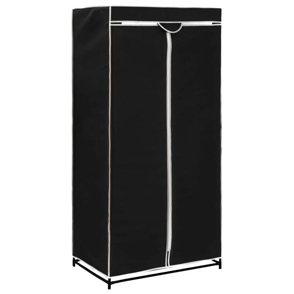 vidaXL Wardrobe Black Iron, Polyester Medium Wardrobe Rectangular
