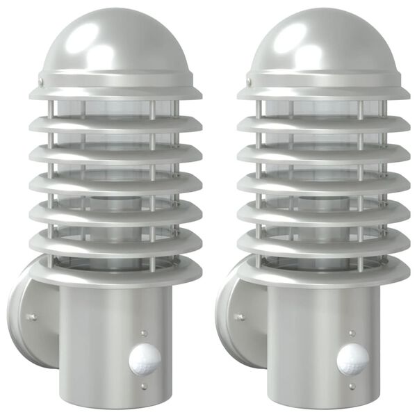vidaXL Outdoor Wall Light Set of 2 Silver Stainless steel Compact
