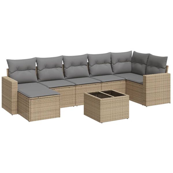 vidaXL Garden Sofa Set Beige, Light Grey