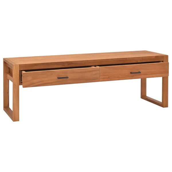 vidaXL TV Cabinet Natural Teak Teak Wood Medium TV Cabinet Rectangular