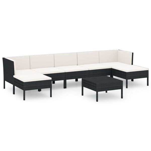 vidaXL Garden Lounge Set Black PE Rattan Medium Modular