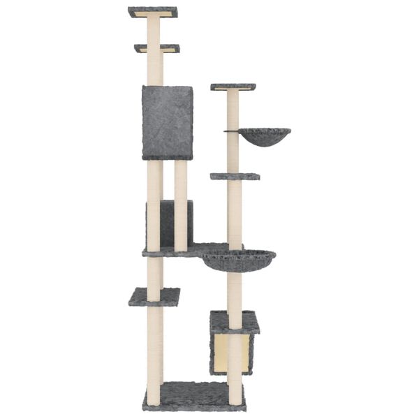 vidaXL Cat Tree Dark grey Engineered wood, plush, sisal Large Cat Tree