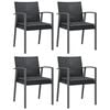 vidaXL Garden Chair Set of 4 Black Poly Rattan, Steel Standard Modern