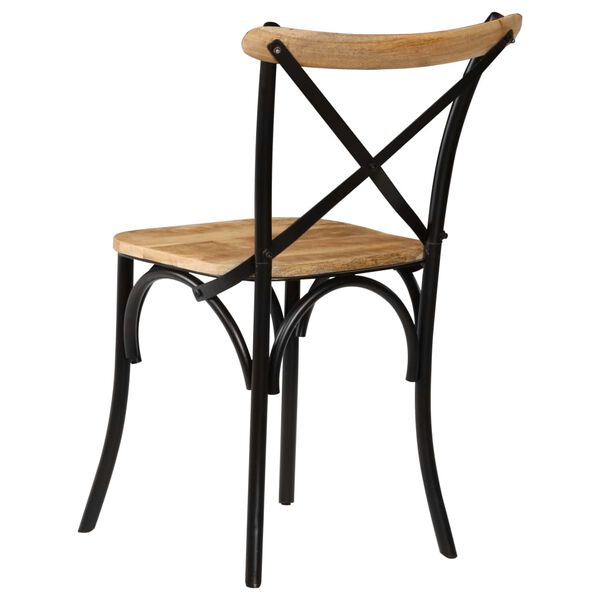 vidaXL Cross Chair Set of 6 Black Solid Mango Wood Medium Durable