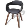 vidaXL Dining Chair Set of 2 Black, Walnut Faux Leather, Walnut Standard