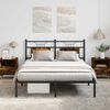 vidaXL Bed Frame Smoked Oak Engineered Wood, Steel Double Bed Frame