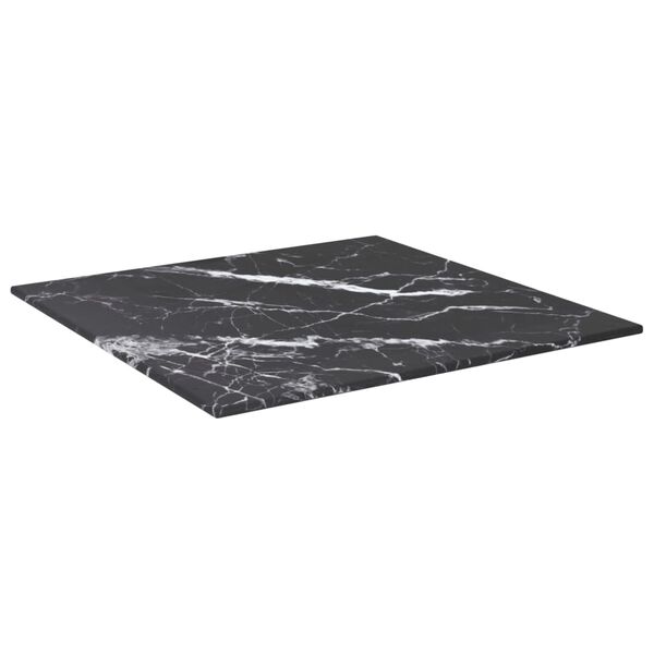 vidaXL Table Top Black with marble design Tempered Glass 15.7 x 15.7 in