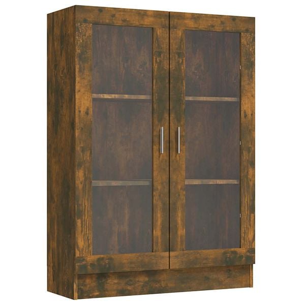 vidaXL Vitrine Cabinet Smoked Oak Engineered wood, glass Medium