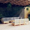 vidaXL Garden Lounge Set Grey Solid Pinewood, Polyester Large Modular