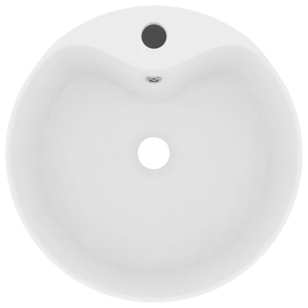 vidaXL Luxury Wash Basin with Overflow Matt White 14.2x5.1" Ceramic
