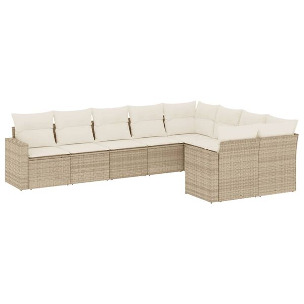 vidaXL Garden Sofa Set Beige PE rattan Large Adjustable Feet