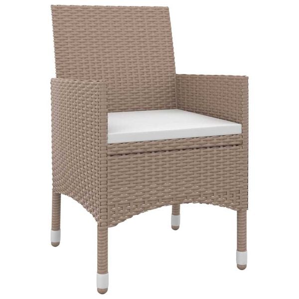 vidaXL Garden Dining Set Beige PE rattan Large Waterproof materials