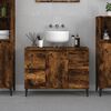 vidaXL Sink Cabinet Smoked Oak Engineered Wood Medium Adjustable Feet