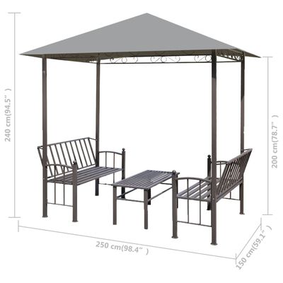 vidaXL Garden Pavilion with Table and Benches 8.2'x4.9'x7.8' Anthracite