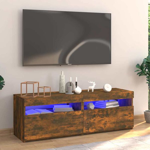 vidaXL TV Cabinet Smoked Oak Engineered Wood 47.2 x 13.8 x 15.7 in