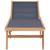 vidaXL Sun Lounger Teak and Black Teak wood and Textilene fabric Standard