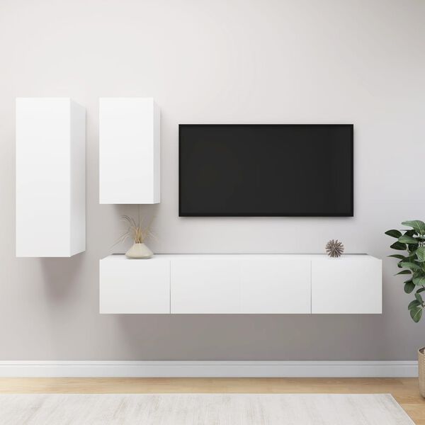 vidaXL TV Cabinet Set 4 Pieces White Engineered Wood Large