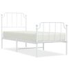 vidaXL Bed Frame White Powder-Coated Steel Small Single Bed Frame