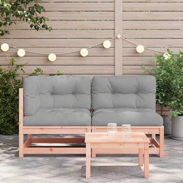 vidaXL Garden Sofa Grey Solid Douglas Wood 55.1 x 27.6 x 26.4 in Modular