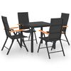 vidaXL Dining Set Black and brown PE Rattan, WPC, Aluminum 5-piece set