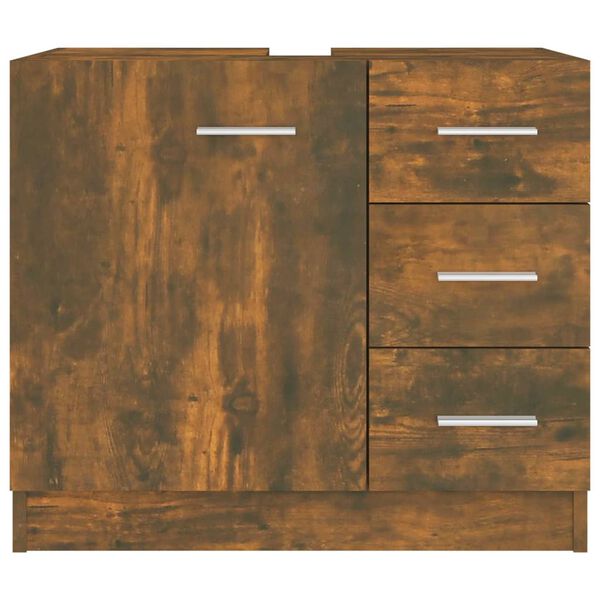 vidaXL Sink Cabinet Smoked oak Engineered wood Medium Sink Cabinet