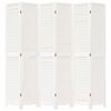 vidaXL Room Divider 6 Panels White Solid Wood Paulownia