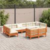 vidaXL Garden Sofa Set Wax Brown, Cream Solid Pine Wood, Oxford Fabric
