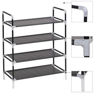 vidaXL Shoe Rack Black Metal Standard Shoe Rack Rectangular