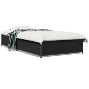 vidaXL Bed Frame Black Engineered Wood, Metal Small Single Durable