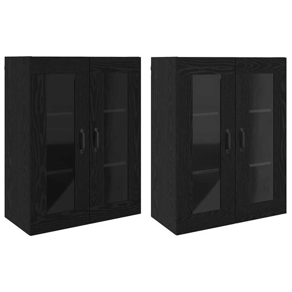 vidaXL Wall Mounted Cabinets 2 pcs Black oak 27.36 x 13.39 x 35.43 in