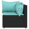 vidaXL Patio Corner Sofa Black, Water Blue PE rattan Medium