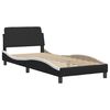 vidaXL Bed Black and White Faux leather, metal, solid pine wood