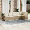 vidaXL Garden Sofa Set Beige PE rattan 6-Piece Adjustable Feet