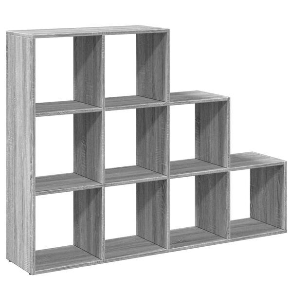 vidaXL Room Divider Bookcase Grey Sonoma Engineered wood 3-Tier