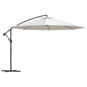 vidaXL Cantilever Garden Parasol Sand White Polyester, Aluminum