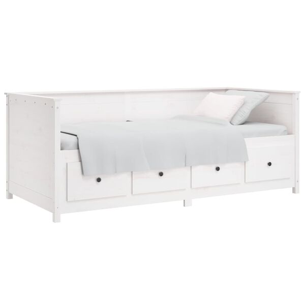 vidaXL Day Bed White Solid pine wood 31.5x79 in Day Bed Rectangular