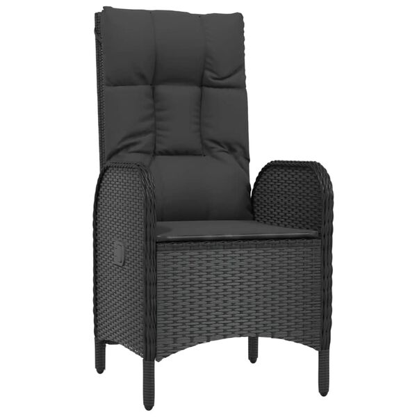 vidaXL Outdoor Chair Black Poly rattan, steel Standard Removable Covers