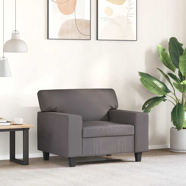 vidaXL Sofa Chair Grey Faux leather, metal, textilene Large Durable