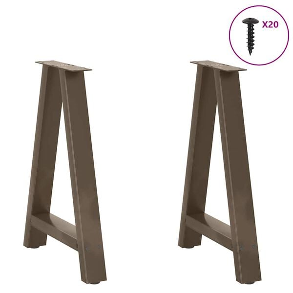 vidaXL Dining Table Legs A-Shaped 2 pcs 19.7x(28.3-28.7)" Steel