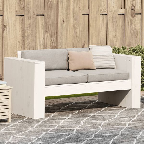 vidaXL Garden Sofa White Solid Pine Wood Medium Seats Many Garden Sofa