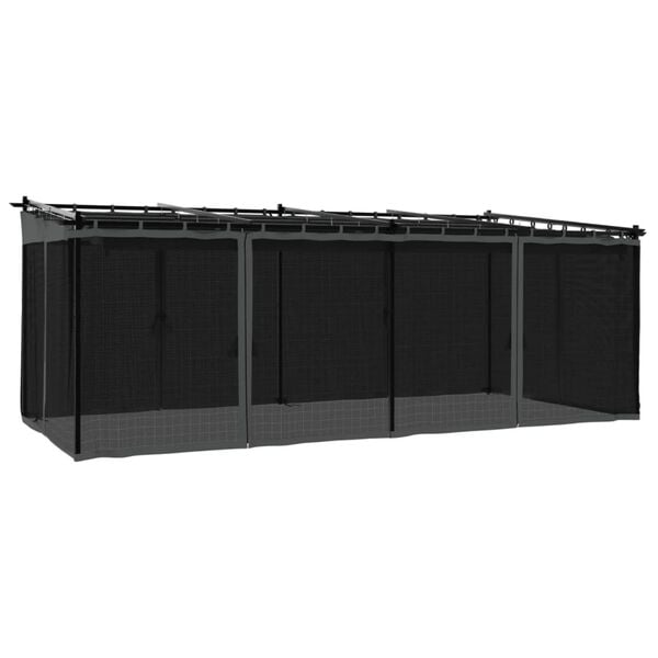 vidaXL Gazebo with Mesh Walls Anthracite 19.7x9.8' Steel