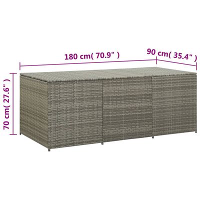 vidaXL Patio Storage Box Poly Rattan 70.9"x35.4"x27.6" Gray