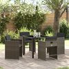 vidaXL Garden Dining Set with Cushion 5 pcs Grey Poly Rattan