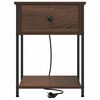 vidaXL Bedside Cabinet with Drawer Brown Oak 16.54 x 16.14 x 22.05 in