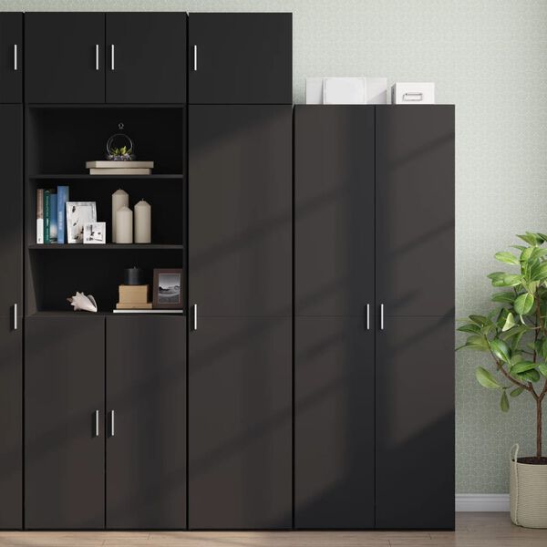 vidaXL Wall Cabinet Black Engineered wood Medium Wall Cabinet