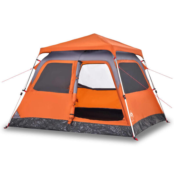 vidaXL Camping Tent Dome 4-Person Gray and Orange Quick Release