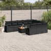 vidaXL Garden Sofa Set Black PE Rattan, Powder-coated steel, Acacia wood