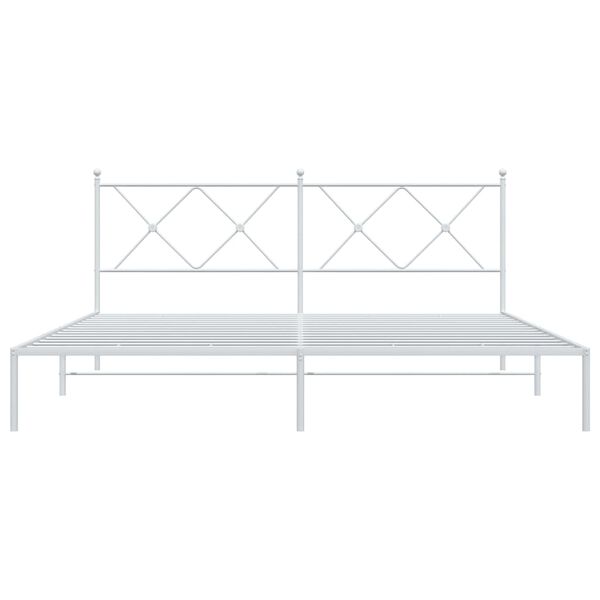 vidaXL Bed Frame White Powder-coated steel Super King Bed Frame